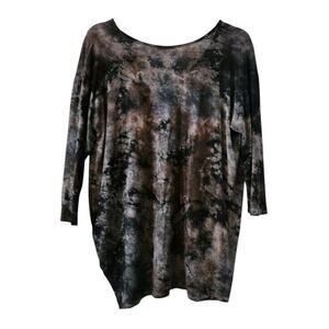 Tryst by Matthew Womens M Tie Dye Watercolor Shirt V-Neck Blouse High Low Hem